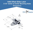 Bathroom Partition Chrome Plated Surface Mount Offset Bar Slide Latch 3-1/2" Hole Center - ADA Compliant - 1506
