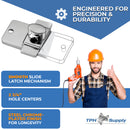 Accurate Chrome Finish, Surface Mount Slide Latch - ADA Compliant - 40-8512899