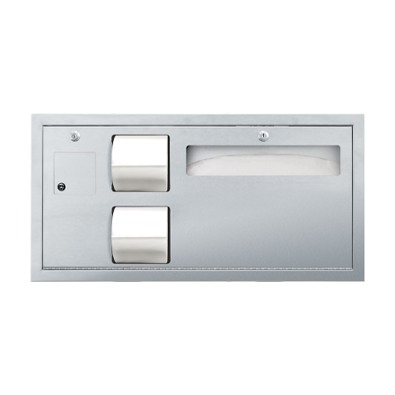 Toilet Tissue and Seat Cover Dispenser with Waste Disposal Recessed Combination Unit - ASI-0487-L