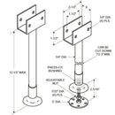 Toilet Compartment Stainless Steel, Pilaster Support Bracket Options - 0135PS