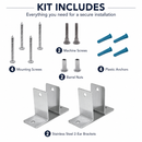 Stamped Stainless Steel 2-Ear Pilaster Bracket Kit for 1-1/4 Inch Material – Commercial Restroom Toilet Partition Mounting Hardware - 01522