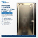 TPH Supply - Aluminum Modesty Door Privacy Kit, 3 Piece Satin Restroom Stall Door Gap Cover for Metal Bathroom Partitions, 28-5/8 in and 53-1/4 in Strips, Satin Finish - FM109524-10914