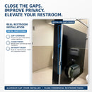 TPH Supply - Aluminum Modesty Door Privacy Kit, 3 Piece Satin Restroom Stall Door Gap Cover for Metal Bathroom Partitions, 28-5/8 in and 53-1/4 in Strips, Satin Finish - FM109524-10914