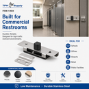 TPH Supply ADA Stamped Stainless Steel Surface-Mount Bathroom Stall Door Slide Latch with Keeper, In-Stall Lock Confirmation Indicator - 0604