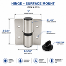 Stainless Steel Satin Surface Mounted Bathroom Partition Door Hinge Set of 2, In-Swing or Out-Swing Partition Doors - 0719