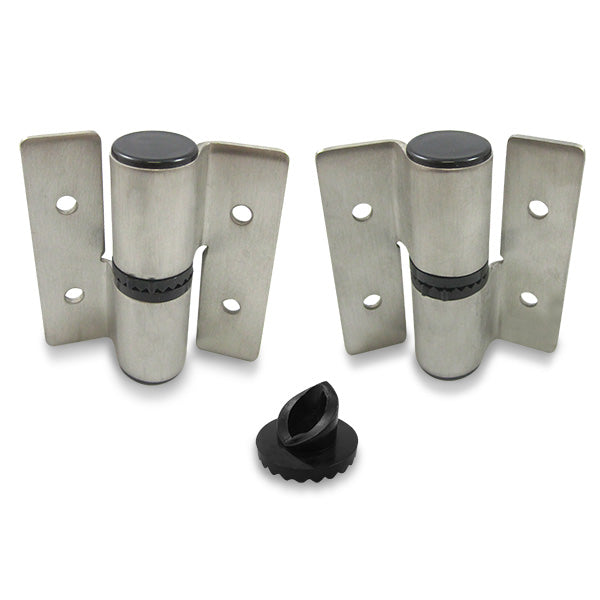 Commercial restroom partition hinges