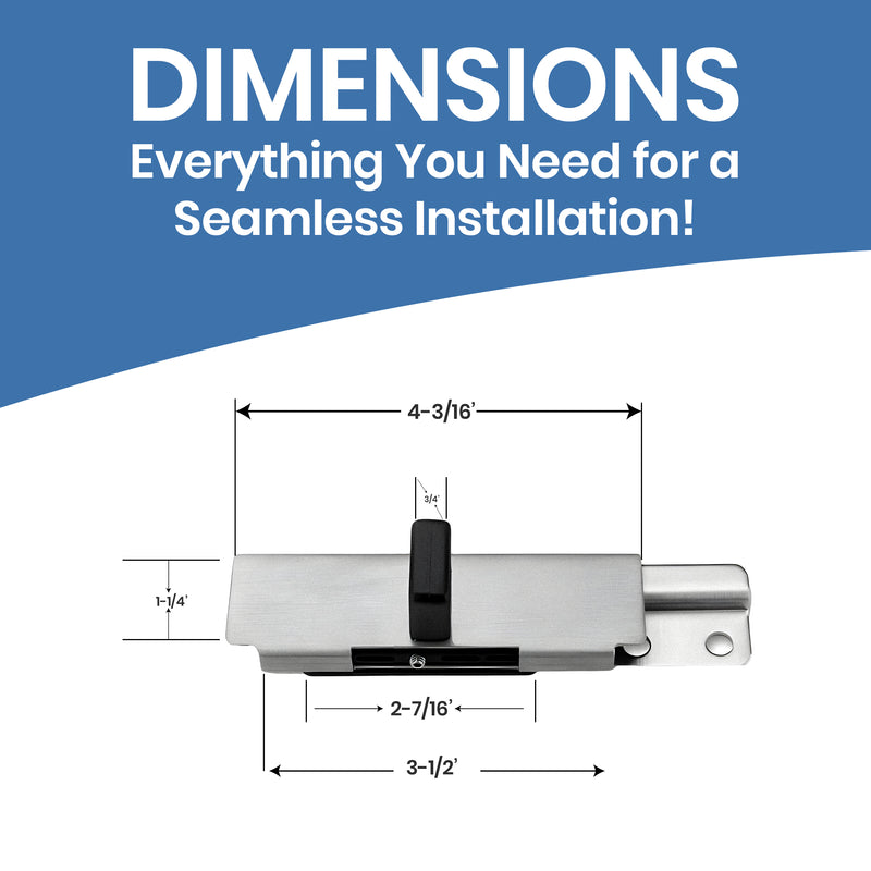 Surface Mount Slide Latch With Keeper Bobrick Style, Stainless Steel - ADA Compliant - 0909
