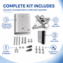 Bathroom Stall Door Latch Repair Kit – Converts Concealed Latch to Slide Latch | Fits 1” Round Edge Outswing Doors | Commercial Restroom Hardware Fix-It Kit - 111169