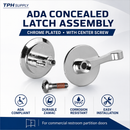 Chrome Plated, Handicap Concealed Latch Assembly With Center Screw - ADA Compliant -116350