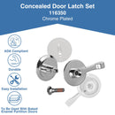 Chrome Plated, Handicap Concealed Latch Assembly With Center Screw - ADA Compliant -116350