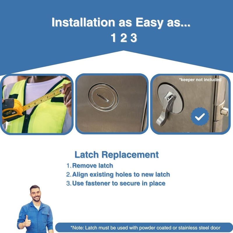 Chrome Plated, Handicap Concealed Latch Assembly With Center Screw - ADA Compliant -116350