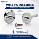 Chrome Plated, Handicap Concealed Latch Assembly With Center Screw - ADA Compliant -116350