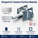 Bathroom Partition, Chrome Plated, Square Concealed Mount, Slide Latch - 1423