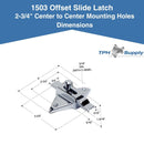 Bathroom Partition Chrome Plated Zamac Offset Bar Slide Latch 2-3/4" Hole Centers - ADA Compliant - 1503