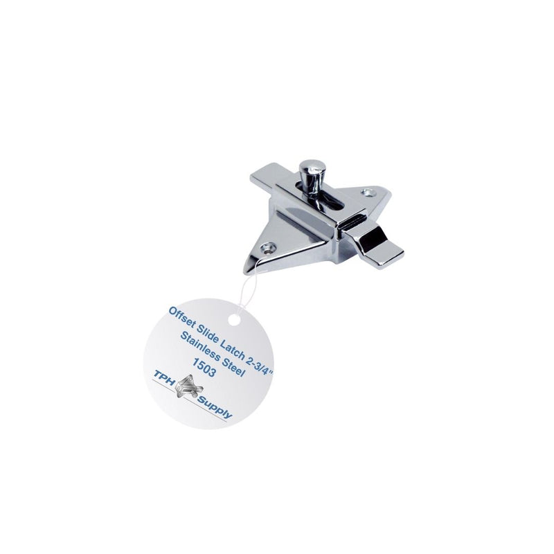 Bathroom Partition Chrome Plated Zamac Offset Bar Slide Latch 2-3/4" Hole Centers - ADA Compliant - 1503