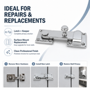 Commercial Restroom Door Throw Latch & Keeper, Chrome Plated Brass, Surface Mount Bathroom Stall Privacy Lock, Heavy Duty - 2570