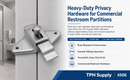 Cast Stainless Steel, ADA Compliant Surface Mount Toilet Partition Door Lock, 3-1/2 Inch Hole Centers, Offset Bar, Satin Finish - 4506