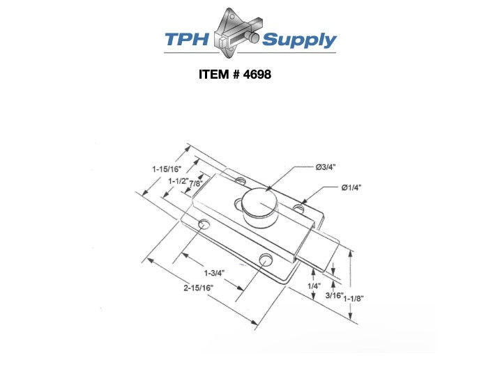Bathroom Partition Door Stainless Steel 4 Hole Surface Mounted Slide Latch - ADA Compliant - 4698