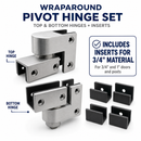 Bathroom Partition Cast Stainless Steel Wraparound Pivot Hinge Set for 3/4" & 1" Material, Roller Bearing Design - 4781