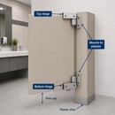 Bathroom Partition Cast Stainless Steel Wraparound Pivot Hinge Set for 3/4" & 1" Material, Roller Bearing Design - 4781