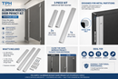 TPH Supply - Aluminum Modesty Door Privacy Kit, 3 Piece Satin Restroom Stall Door Gap Cover for Metal Bathroom Partitions, 28-5/8 in and 53-1/4 in Strips, Satin Finish - FM109524-10914