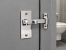 Chrome-plated brass ADA throw latch 2515 installed on a commercial toilet partition door