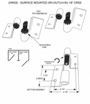 Stainless Steel Self-Closing Stall Door Hinges – Set of 3 - LH-IN/RH-OUT - 4756