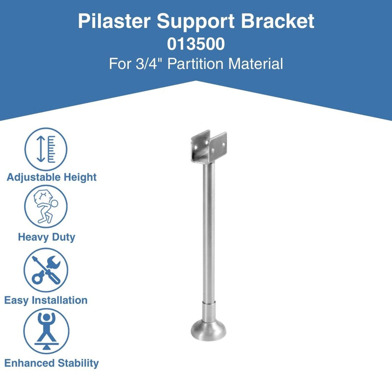 Toilet Compartment Stainless Steel Pilaster Support Bracket To Accept 3/4" Toilet Partition Material - 013500