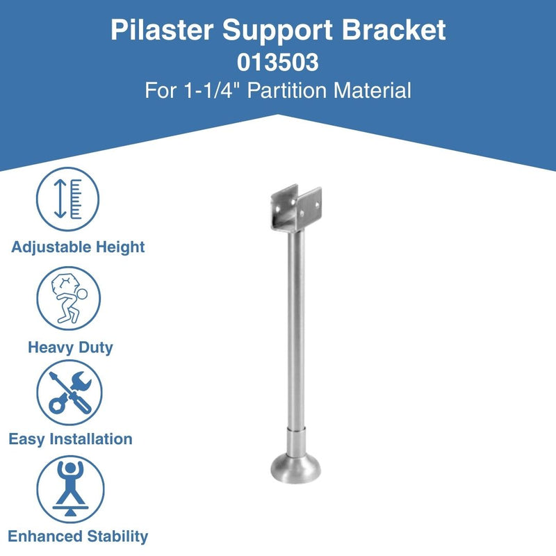 Bathroom Compartment Pilaster Support Bracket To Accept 1-1/4" Partition Material - 013503