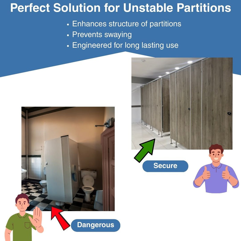 Toilet Compartment, Stainless Steel, Pilaster Support Bracket To Accept 1" Bathroom Stall Material - 013502