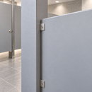 Typical short U brackets connecting a restroom partition panel to a front pilaster
