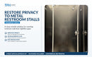 TPH Supply - Aluminum Modesty Door Privacy Kit, 3 Piece Satin Restroom Stall Door Gap Cover for Metal Bathroom Partitions, 28-5/8 in and 53-1/4 in Strips, Satin Finish - FM109524-10914