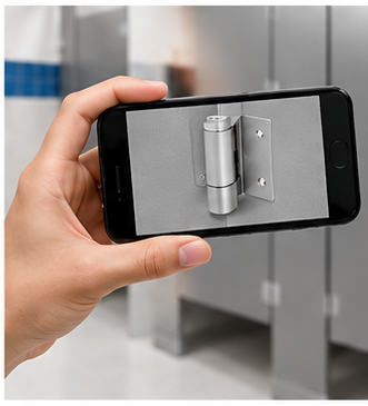 Send TPH Supply a photo of restroom partition hardware