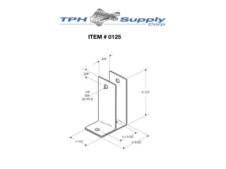Stamped Stainless Steel, One Ear X-High 3/4" Wall Bracket - 0125