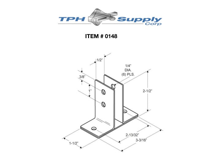 Stamped Stainless Steel, 2 Ear Urinal Screen Bracket For 1/2" Material - 0148