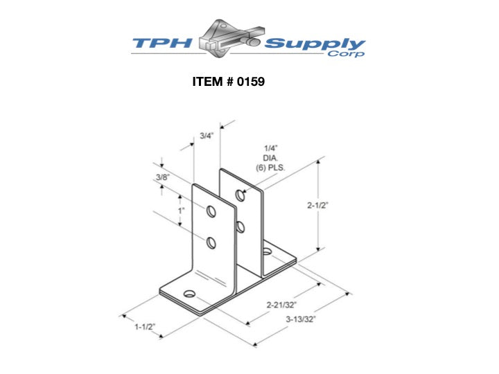 Stamped Stainless Steel, 2 Ear Urinal Screen Bracket For 3/4" Material - 0159