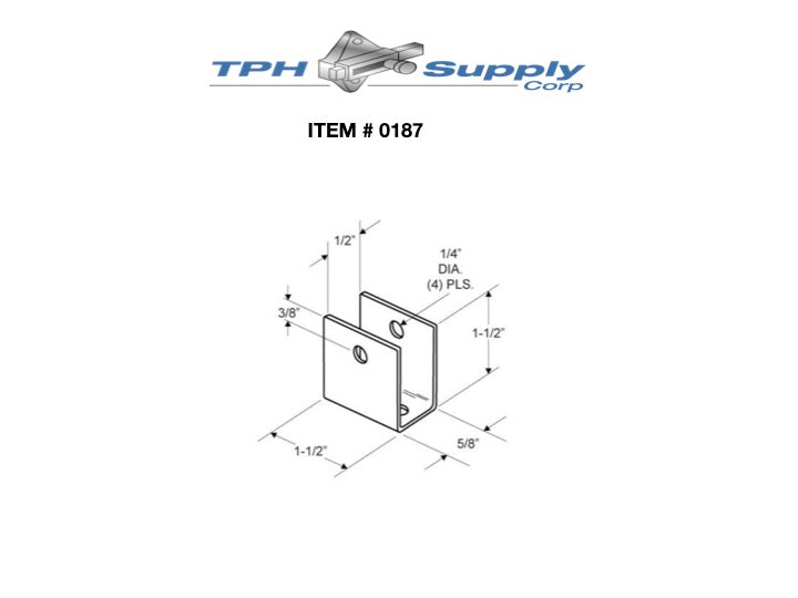 Stamped Stainless Steel, "U" Bracket For 1/2" Material - Set of 6 - 0187