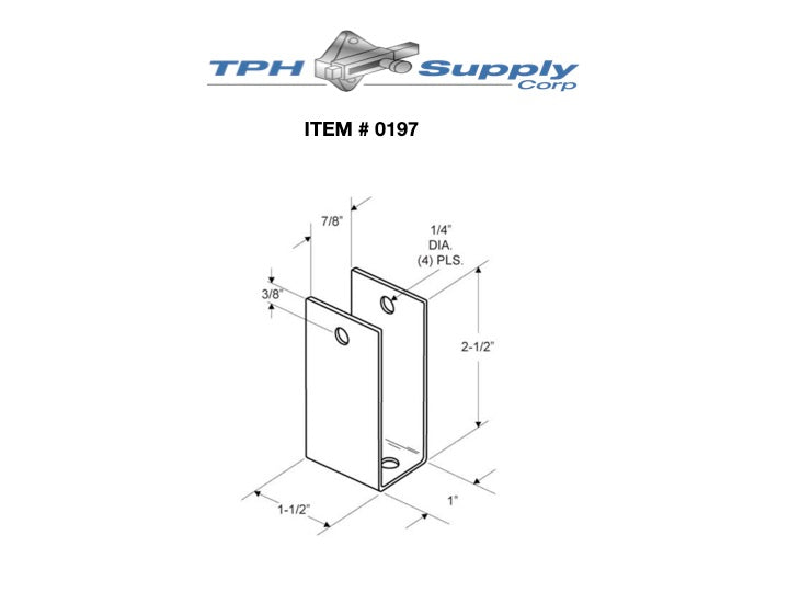 Stamped Stainless Steel, X-High "U" Bracket For 7/8" Material - Set of 4- 0197