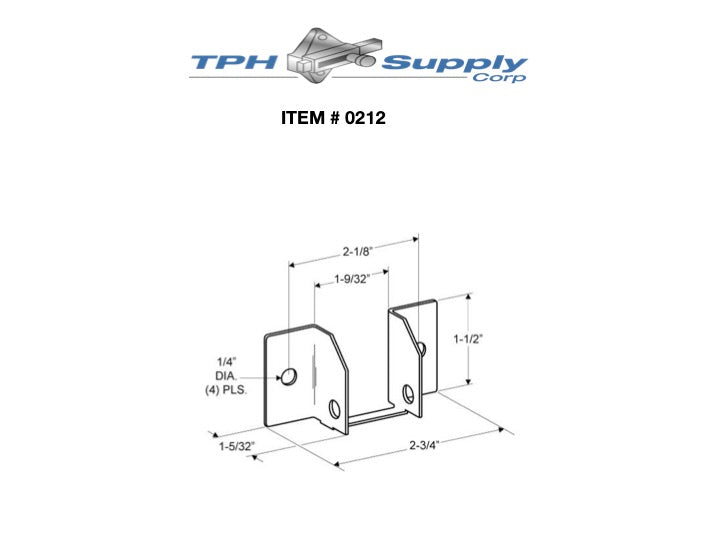 Stamped Stainless Steel, 1" Headrail Bracket - 0212