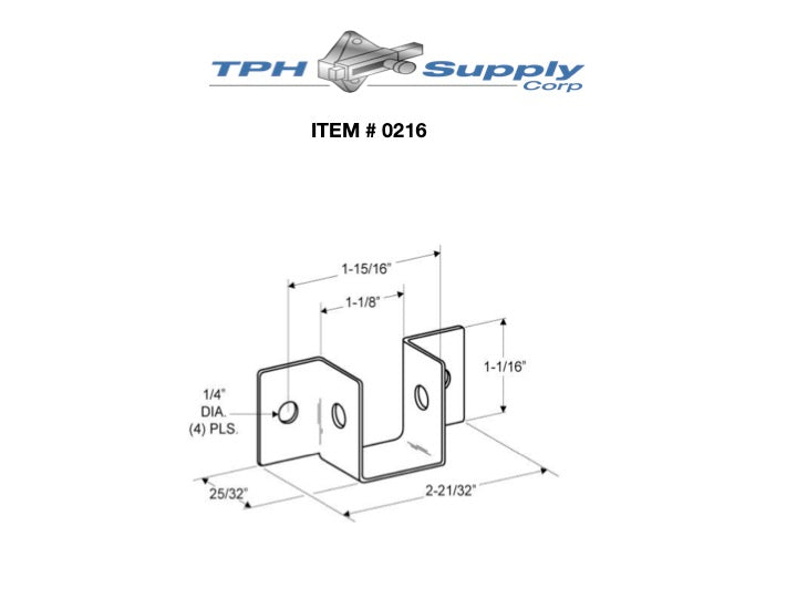 Stamped Stainless Steel, 1" Headrail Bracket - 0216