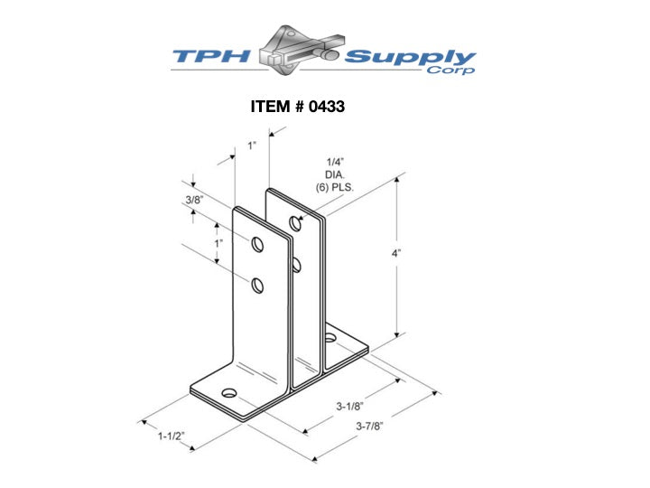 Toilet Compartment, Stamped Stainless Steel, X-Heavy Urinal Screen Bracket For 1" Material -0433