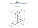 Stamped Stainless Steel, X-Heavy 2 Ear Urinal Screen Bracket For 1-1/4" Material - 0434