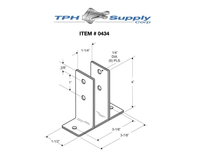 Stamped Stainless Steel, X-Heavy 2 Ear Urinal Screen Bracket For 1-1/4" Material - 0434