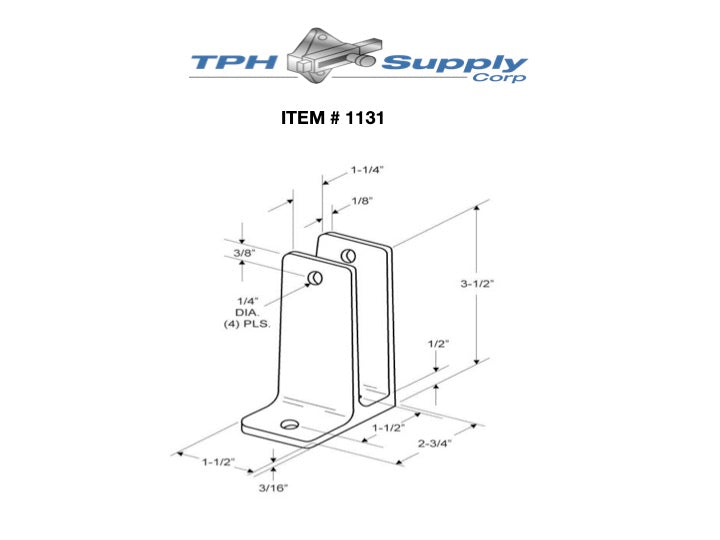 Chrome Plated Zamac, One Ear X-High Wall Bracket For 1-1/4" Material - 1131