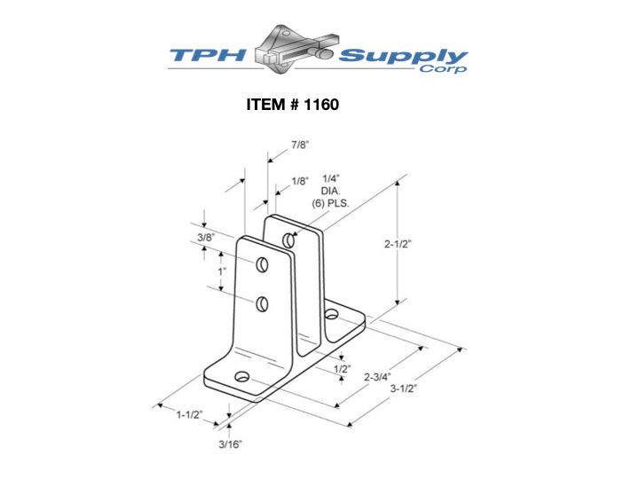 Chrome Plated Zamac, Two Ear Urinal Screen Bracket for 7/8" Material - 1160