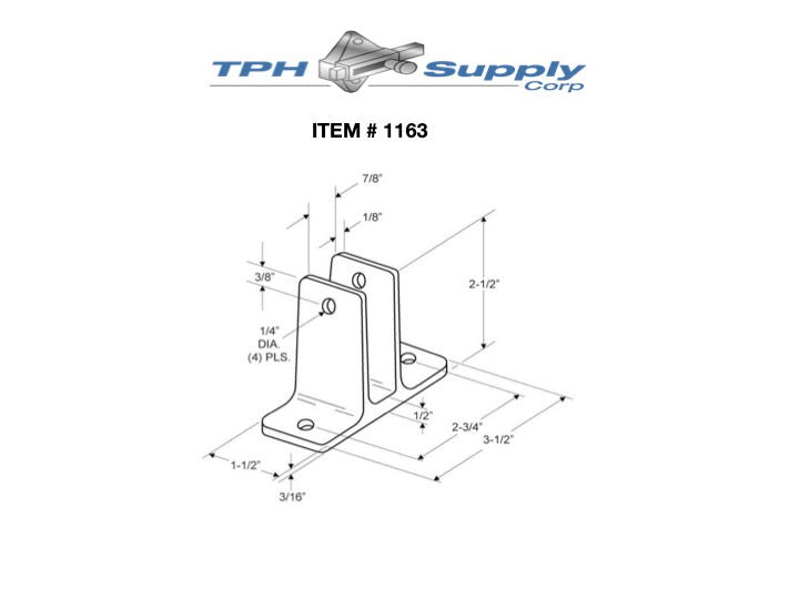 Toilet Compartment, Chrome Plated, Two Ear Wall Bracket For 7/8" Material - 1163