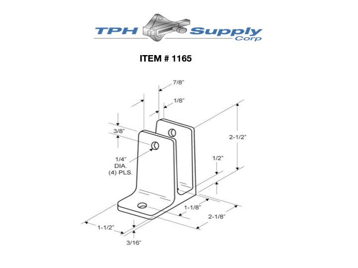 Chrome Plated Zamac, 1 Ear Wall Bracket For 7/8" Material - 1165