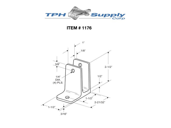 Chrome Plated Zamac, One Ear Wall Bracket For 1" Material - 1176