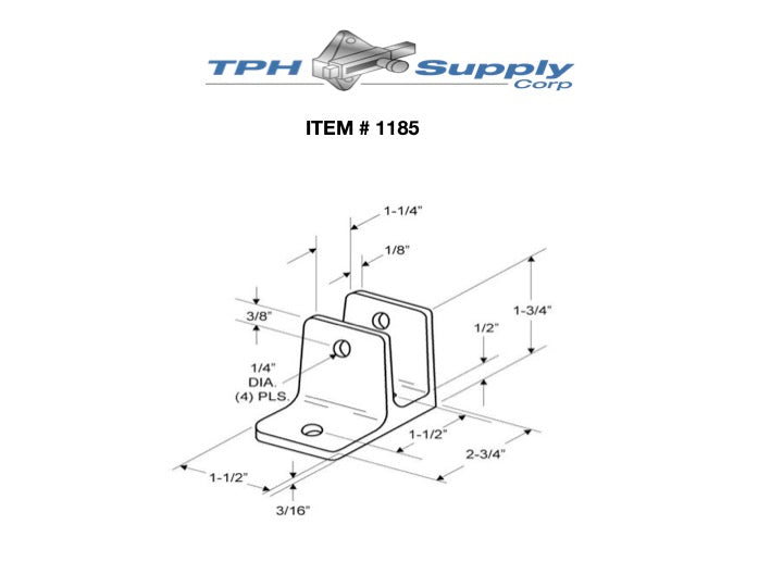 Chrome Plated Zamac, "MINI" One Ear Wall Bracket For 1-1/4" Material - 1185