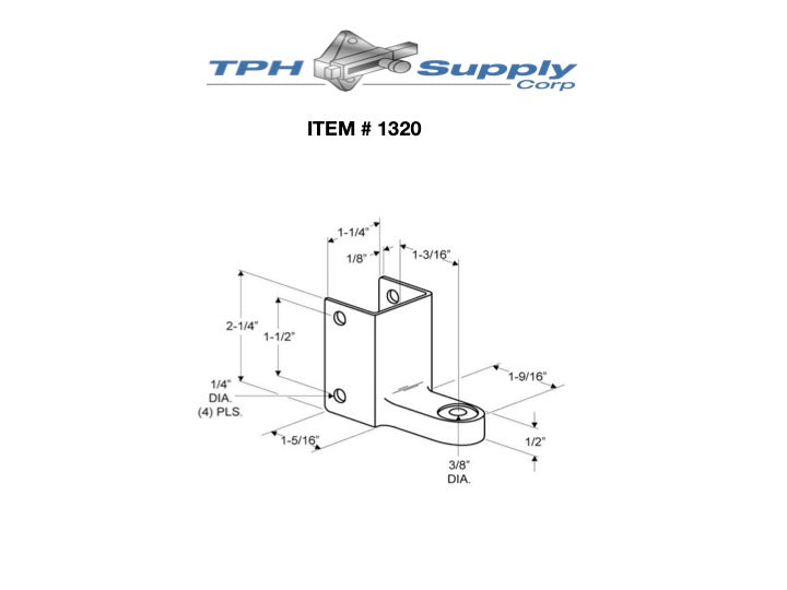 Chrome Plated, Bottom Door Hinge Bracket For 1-1/4" Material - 1320